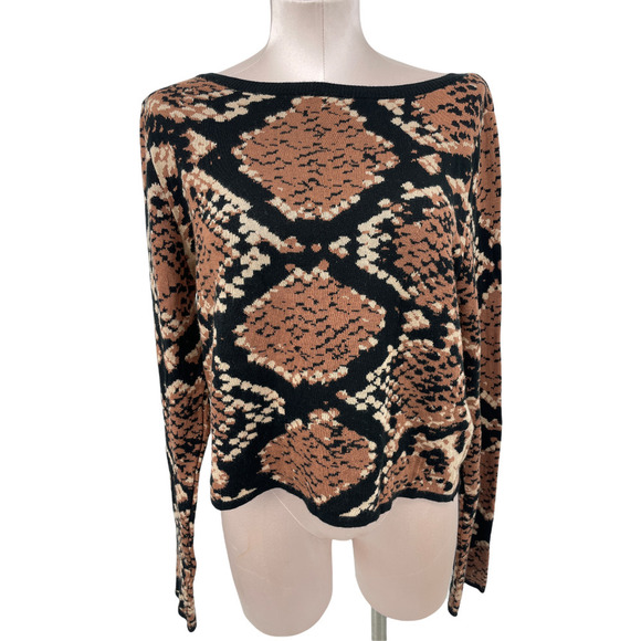 ASOS Womens Snake Print Fall Sweater Size 14 Cropped Boxy Fun Sweater - Picture 1 of 8